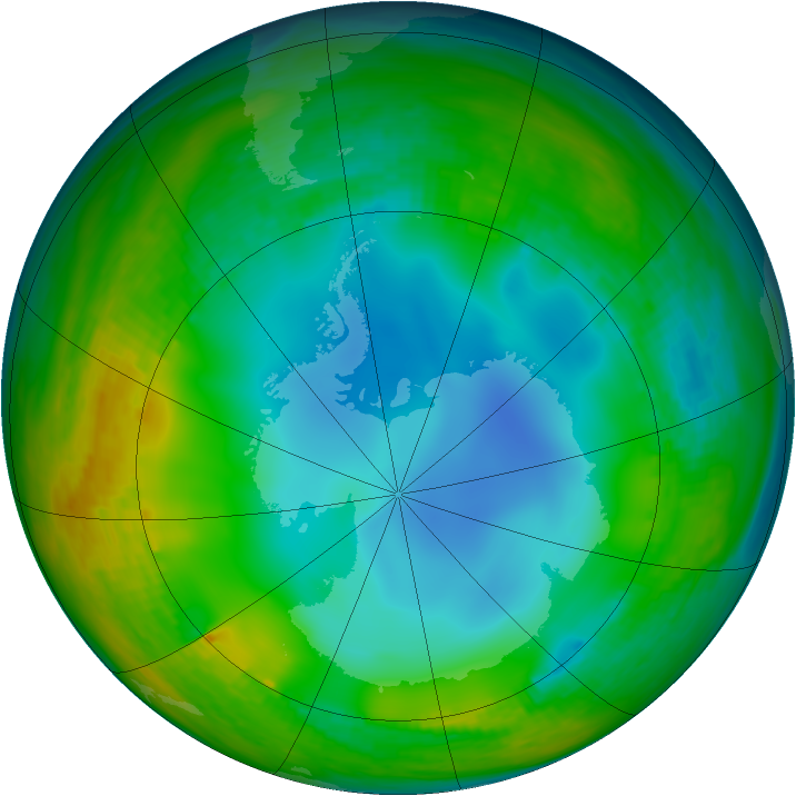 Antarctic ozone map for 20 June 1984